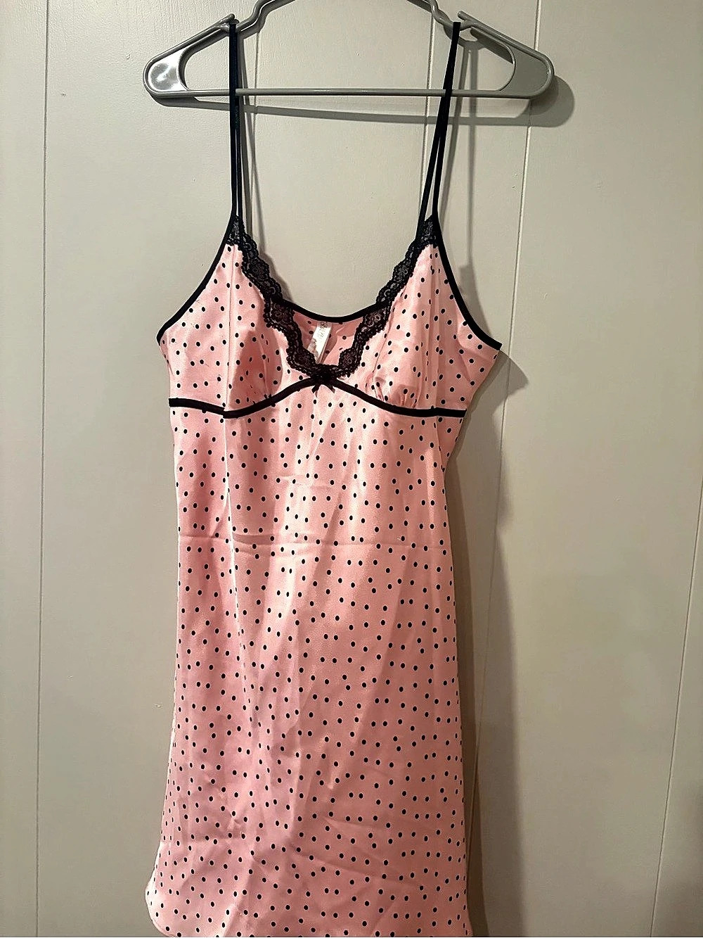 Gilligan & O'Malley Polka Dot Lace Slip dress in Pink & Black